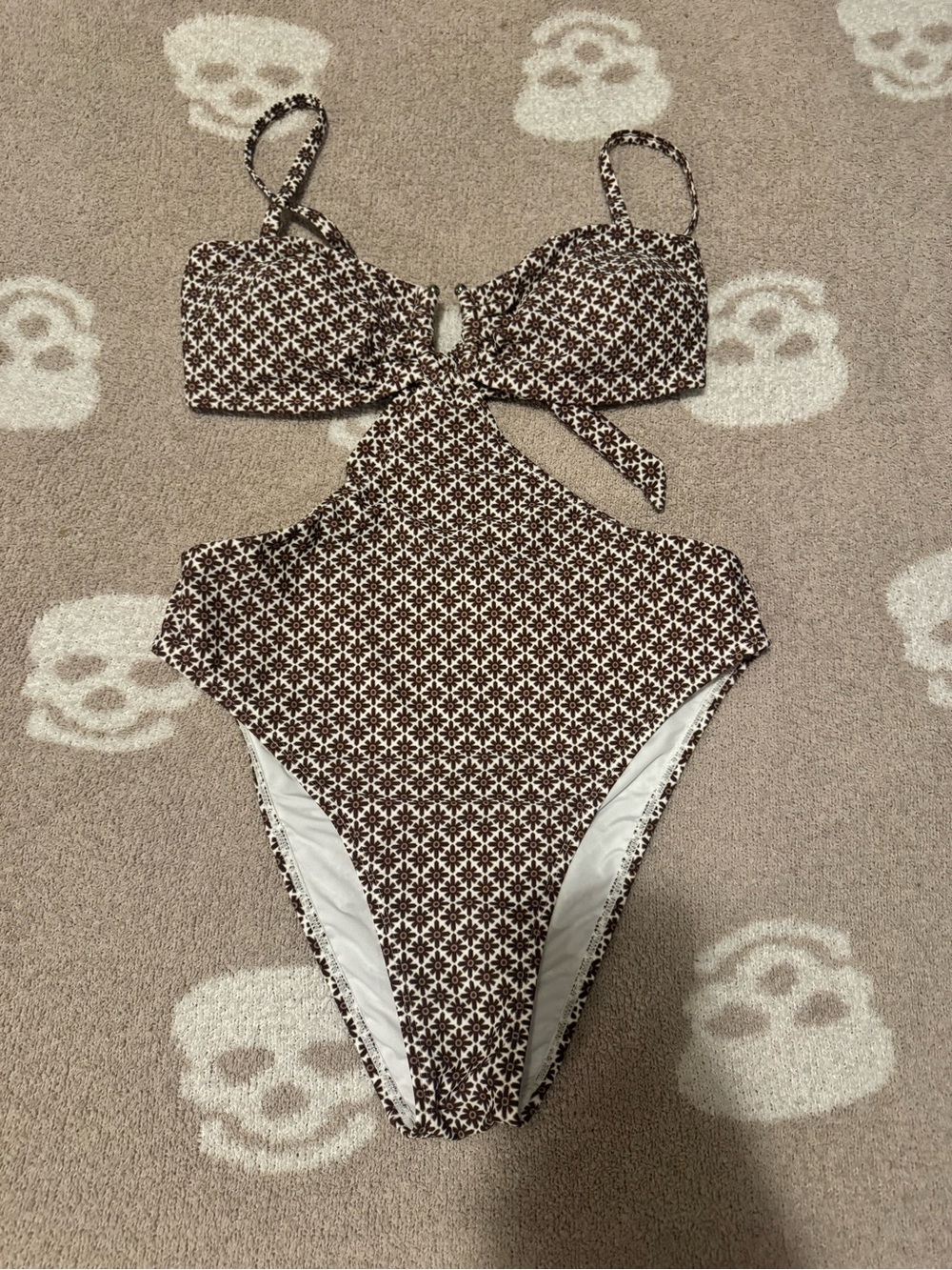 CUPSHE jojo’s collection Brown Floral One-Piece Cutout Swimsuit
